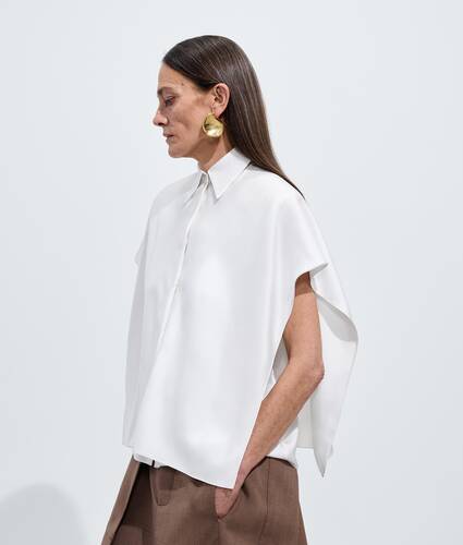 Camicia in twill di seta da Donna in White Bottega Veneta Italia IT - Image 2