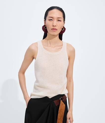 Women's Shetland Wool Tank Top in Parchment Bottega Veneta Spain EN - Image 1