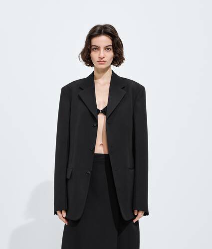 Women's Wool Grain De Poudre Jacket in Double black Bottega Veneta United States EN - Image 1