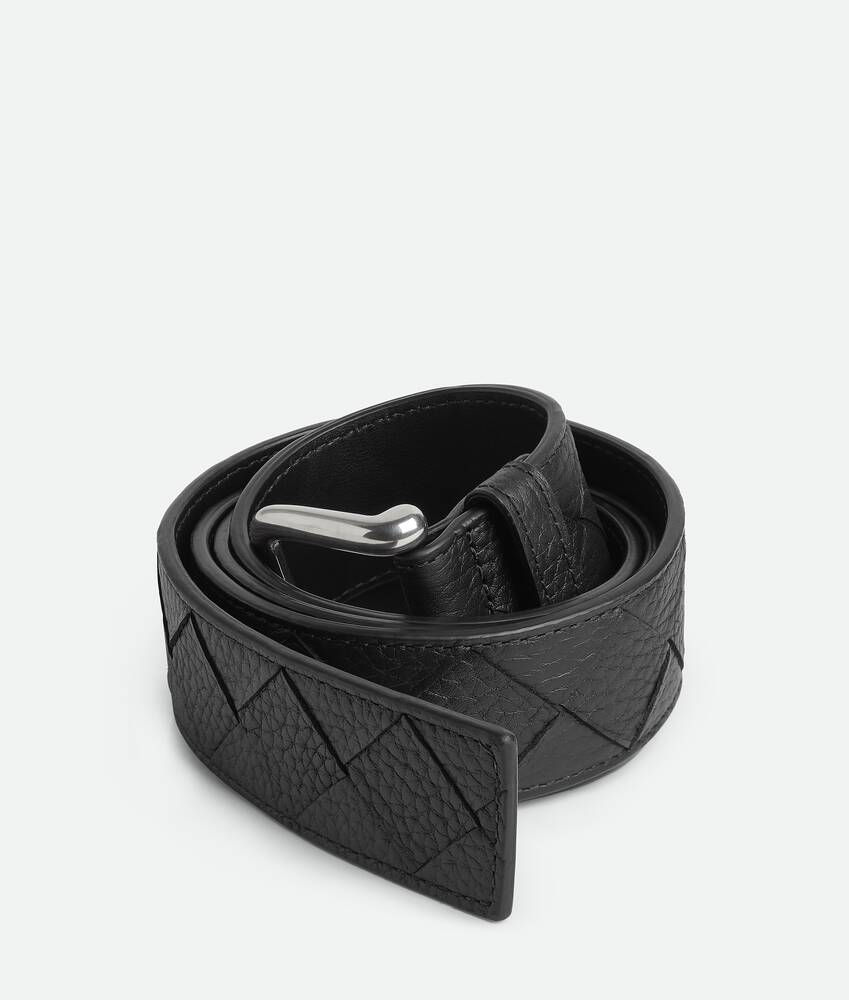 Men's Intrecciato Taurillon Belt in Black Bottega Veneta United States EN - Image 3