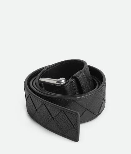 Men's Intrecciato Taurillon Belt in Black Bottega Veneta Ireland EN - Image 3