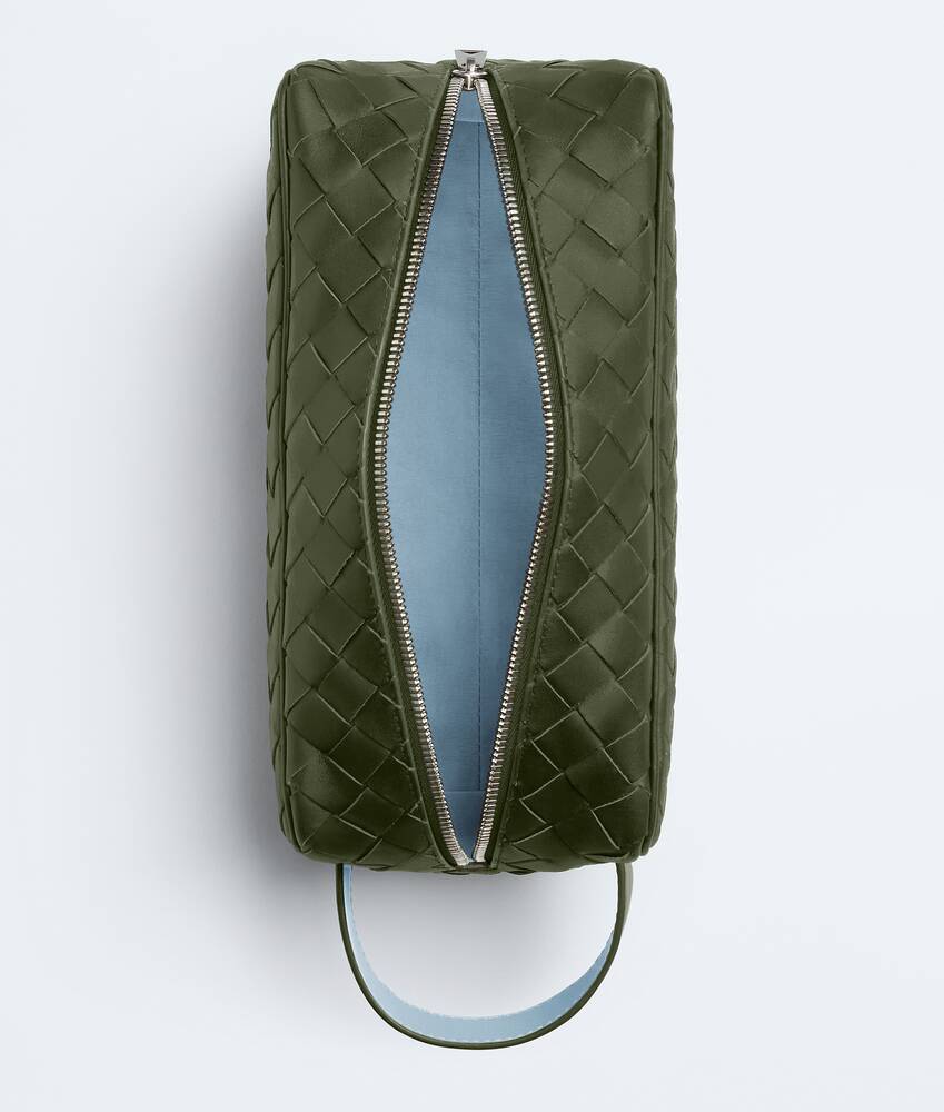 Men's Intrecciato Travel Pouch in Green tweed/mineral Bottega Veneta Singapore EN - Image 2