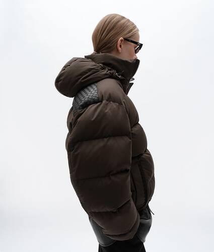 Women's Cotton and Nylon Twill Puffer Jacket in Wenge Bottega Veneta United States EN - Image 2