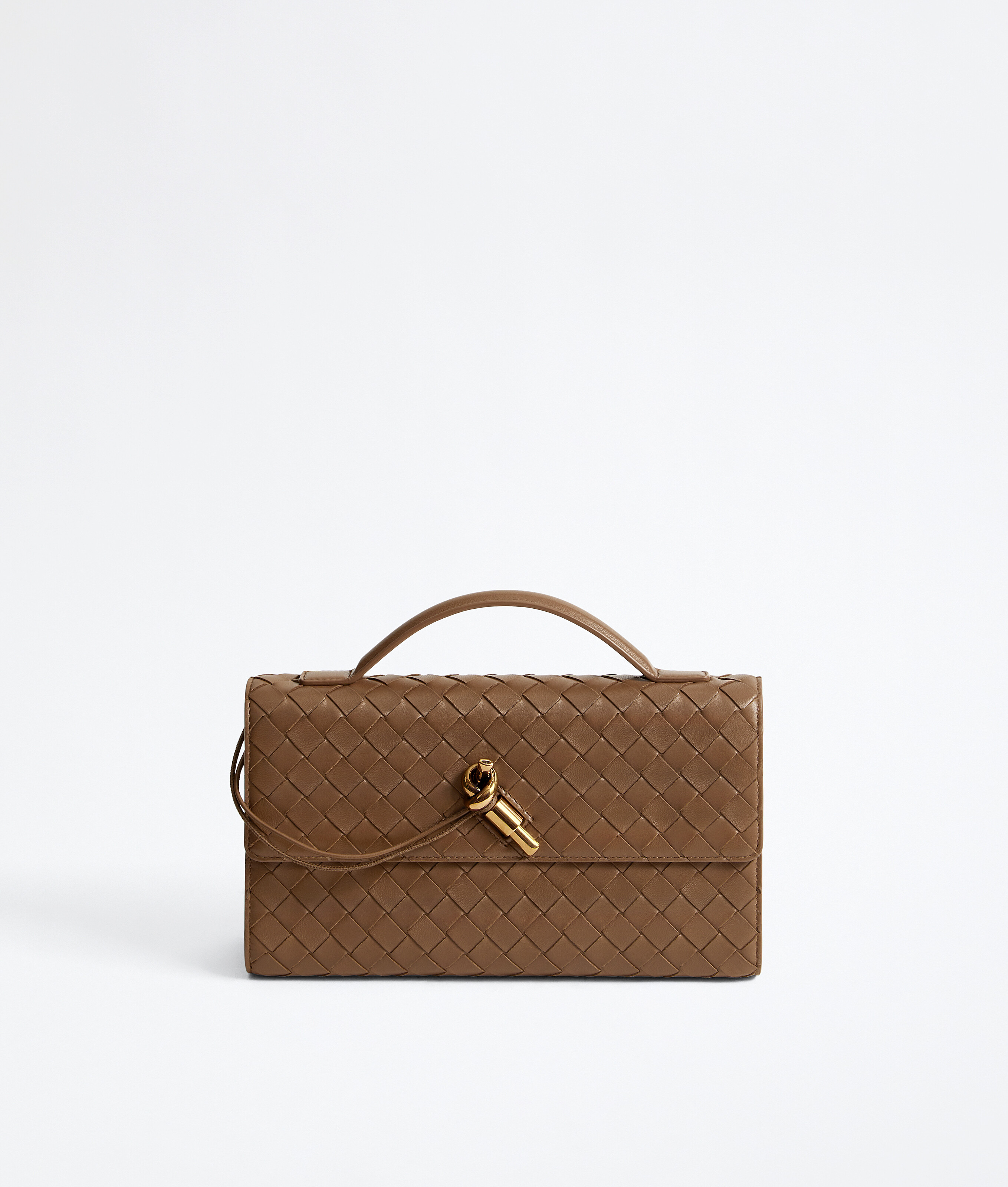 Women's Andiamo Clutch 25 in Dark caramel 20 | Bottega Veneta US