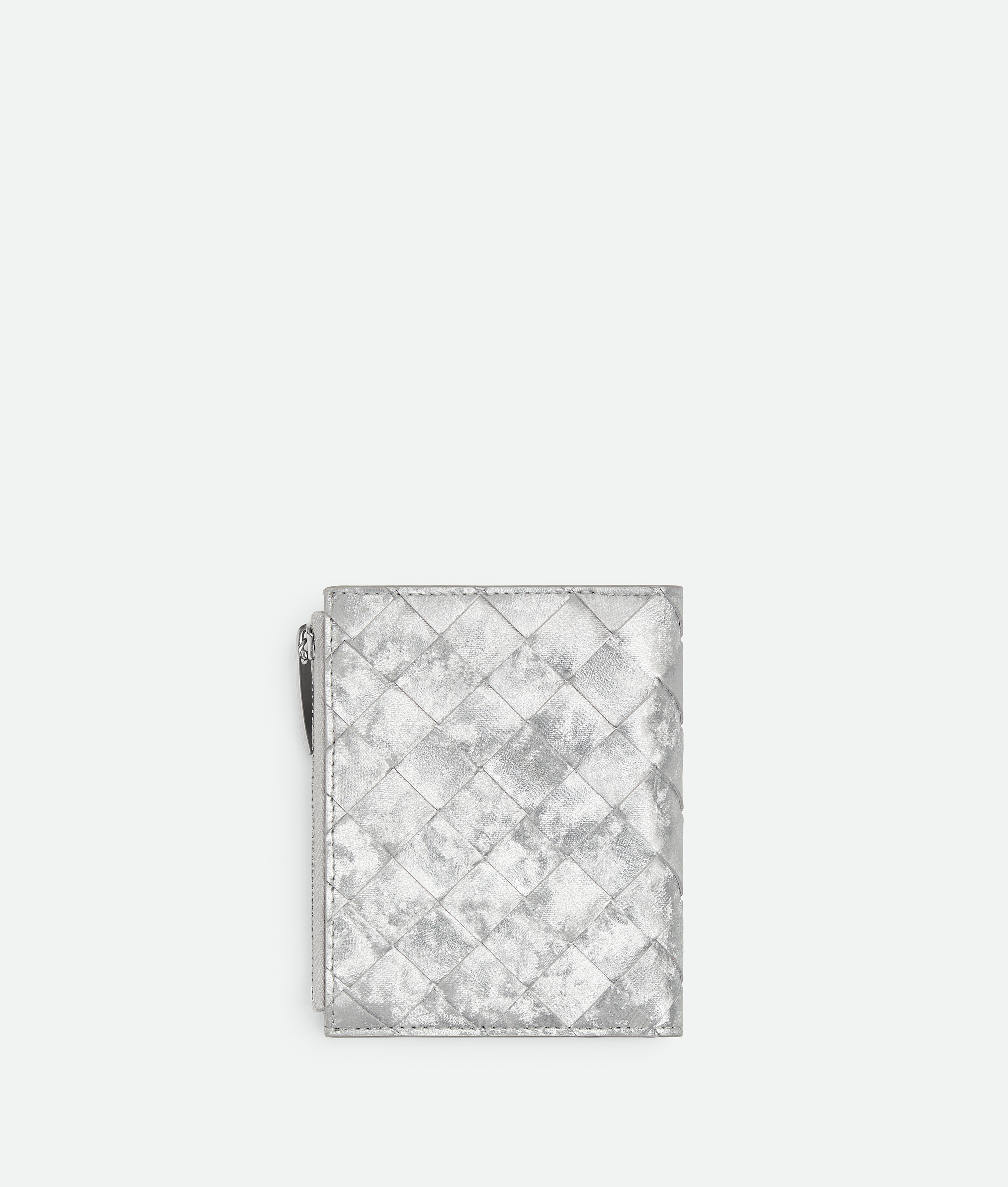 Bottega Veneta Intrecciato Small Bi-fold Wallet In Metallic