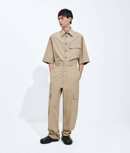 Men's Cotton Toile Cargo Pants in Stucco Bottega Veneta Bulgaria EN - Image 1