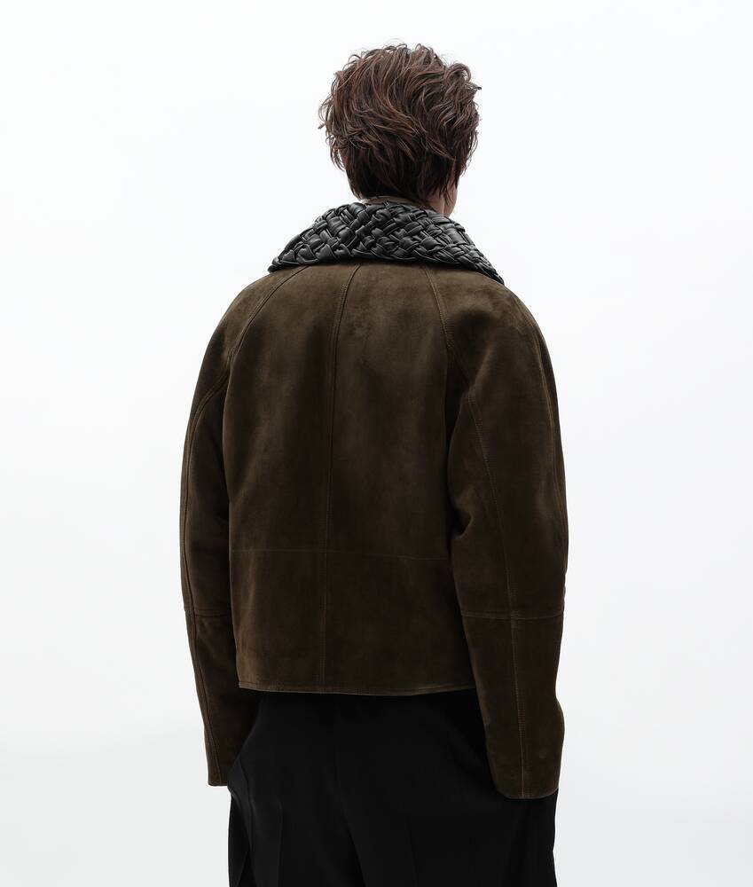 Men's Suede Leather Jacket in Deep moss Bottega Veneta Zimbabwe EN - Image 3