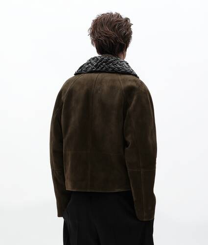 Men's Suede Leather Jacket in Deep moss Bottega Veneta Zimbabwe EN - Image 3