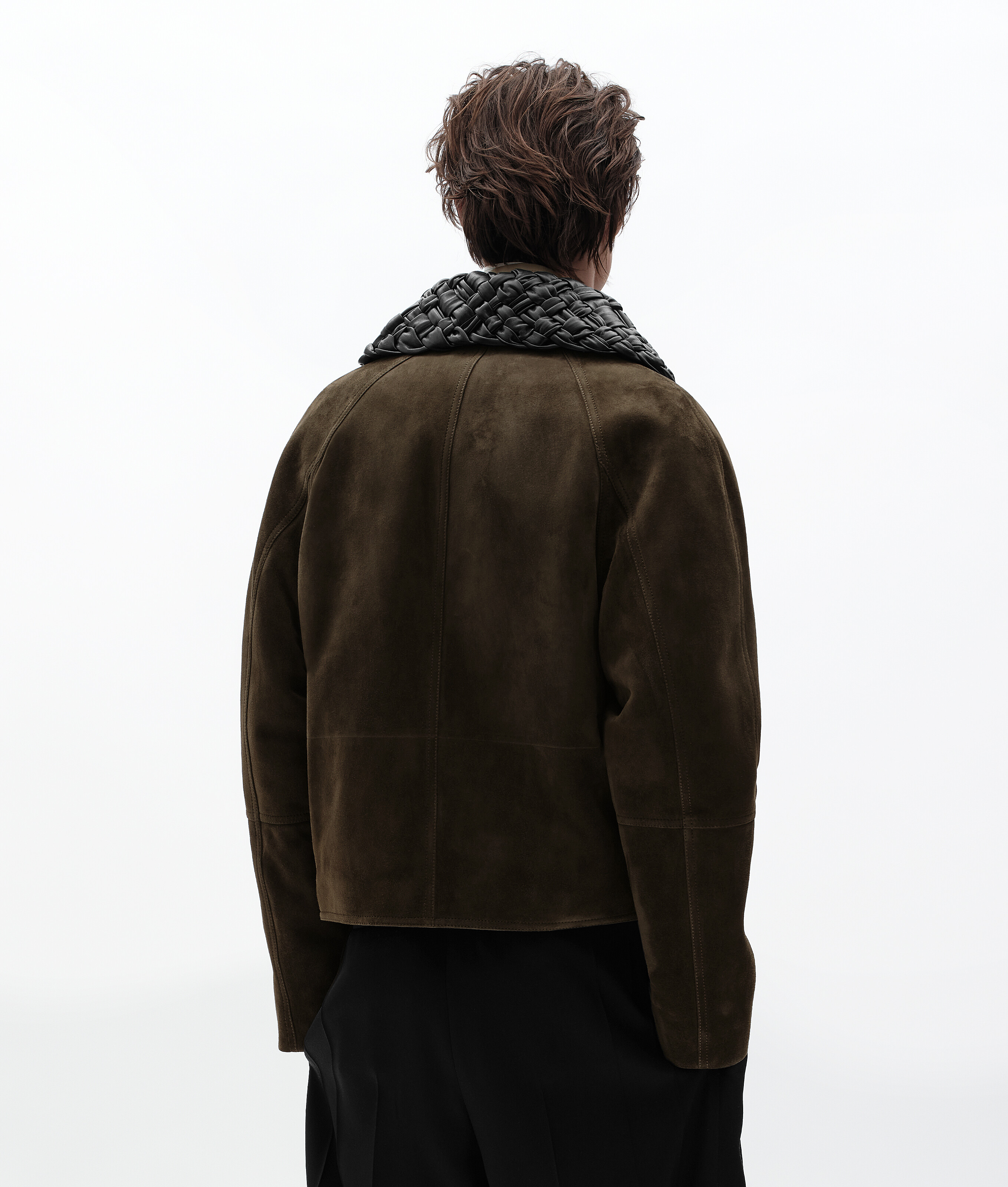 Men's Suede Leather Jacket in Deep moss Bottega Veneta Luxembourg EN - Image 3