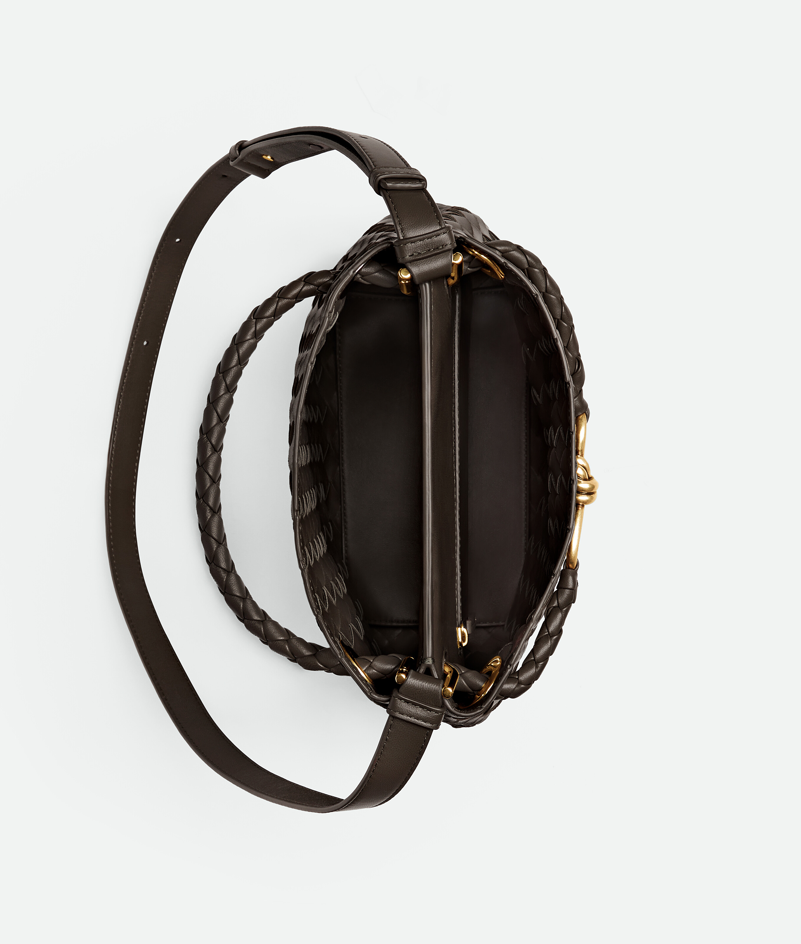 Bottega Veneta Andiamo Knot Small Leather Bucket Bag In Brown