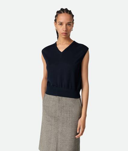 Conjunto de jersey y c&aacute;rdigan de viscosa y algod&oacute;n para Mujer en Navy Bottega Veneta M&eacute;xico ES - Image 5