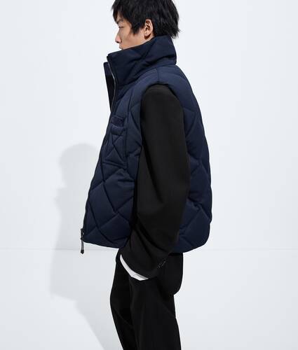 Men's Nylon and Cotton Quilted Gilet in Midnight blue Bottega Veneta Canada EN - Image 2