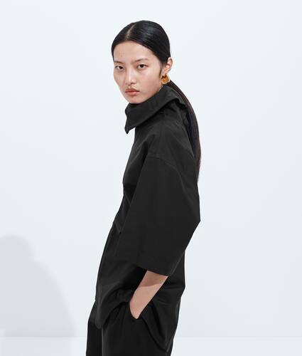 Women's Compact Cotton Toile Top in Double black Bottega Veneta United States EN - Image 4