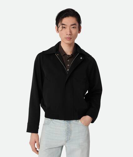 Men's Grain De Poudre Blouson in Black Bottega Veneta Bulgaria EN - Image 1