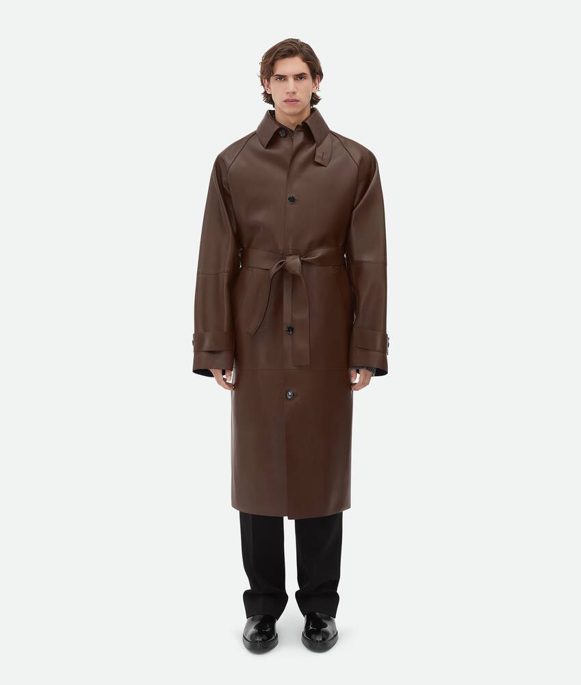 Men's Bonded Leather Trench Coat in Tobacco Bottega Veneta Japan EN - Image 2