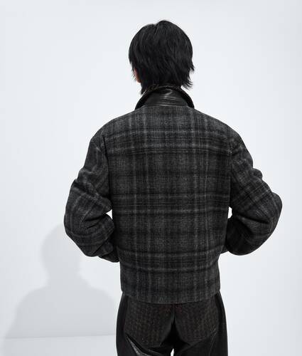 Men's Check Wool Jacket in Ardoise/sterling mel Bottega Veneta Canada EN - Image 3