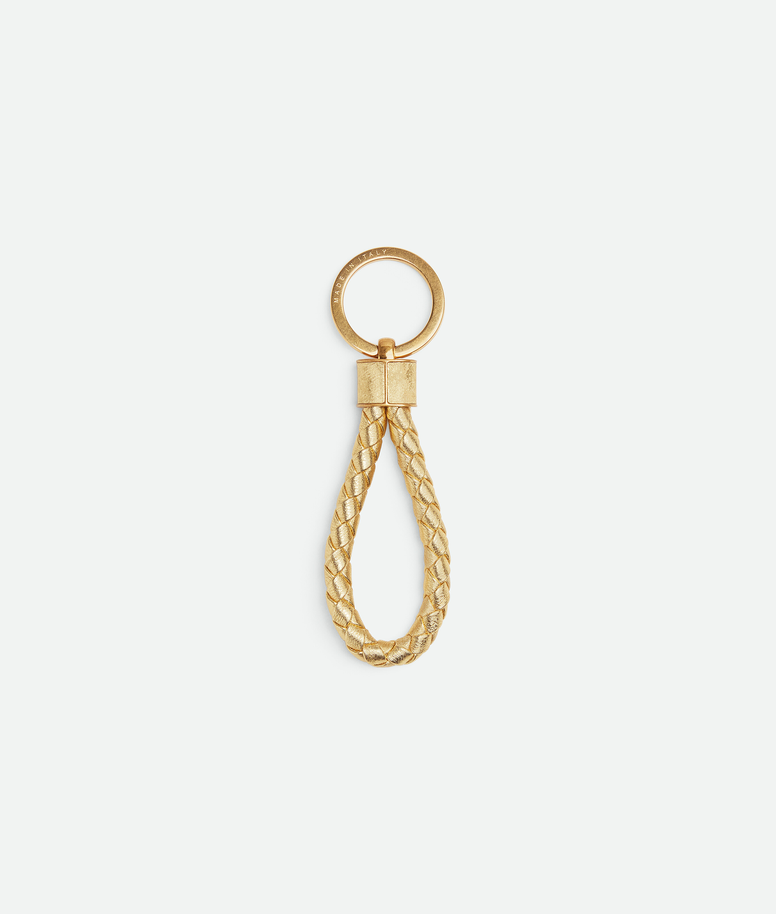 Bottega Veneta Intreccio Key Ring In Gold