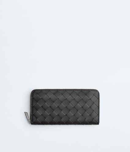 Men's Intrecciato Zip Around Wallet in Black grass Bottega Veneta Qatar EN - Image 1