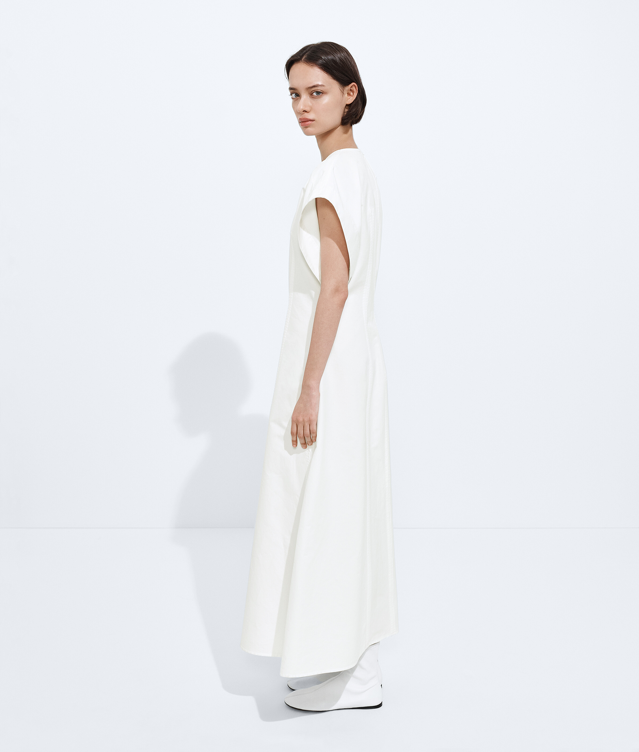 Women's Compact Cotton Dress in Chalk Bottega Veneta Latvia EN - Image 2