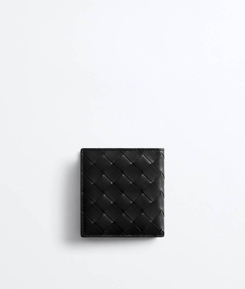 Men's Intrecciato Slim Bi-Fold Wallet in Black/shamrock Bottega Veneta Italy EN - Image 3