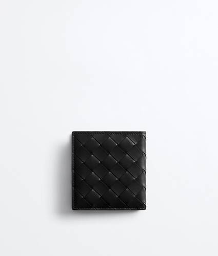 Men's Intrecciato Slim Bi-Fold Wallet in Black/shamrock Bottega Veneta Italy EN - Image 3