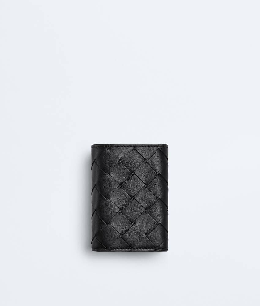 Men's Intrecciato Tiny Tri-Fold Wallet in Nero Bottega Veneta Italy EN - Image 3