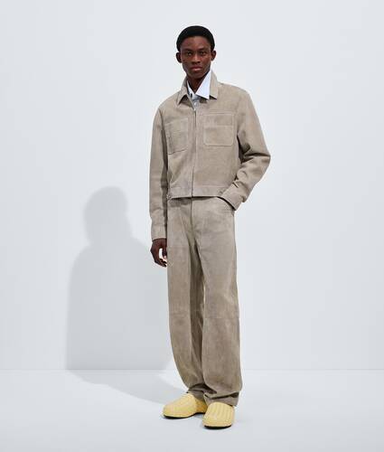 Men's Suede Leather Pants in Gray seal Bottega Veneta Latvia EN - Image 1