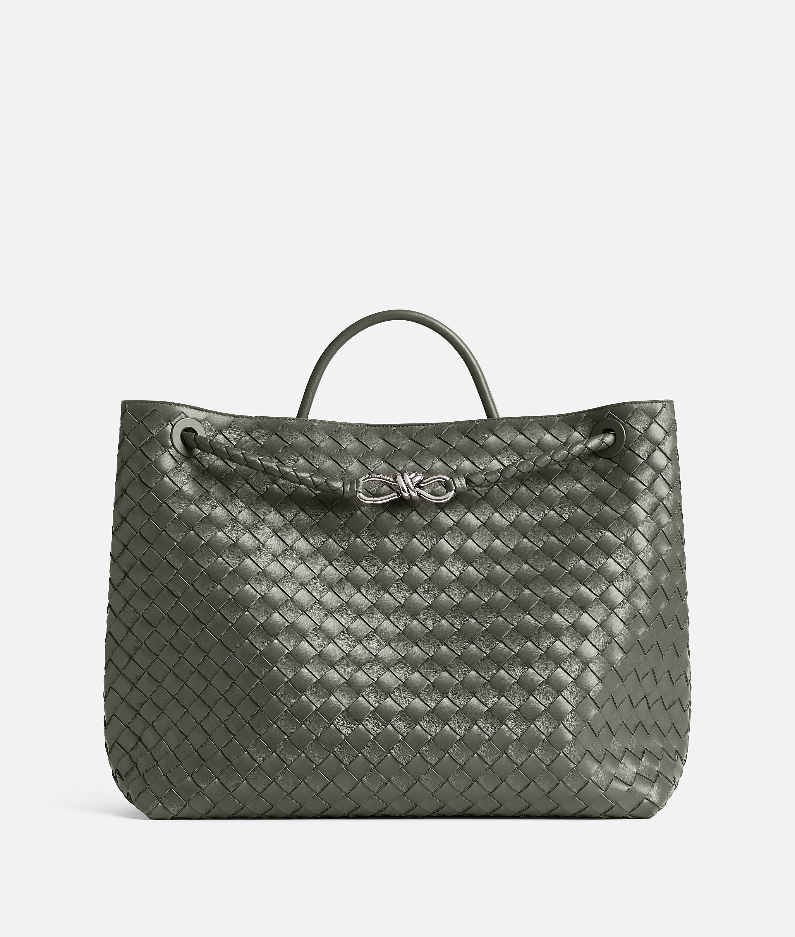 Bottega Veneta Large Intrecciato Leather Andiamo Top-handle Bag In Green