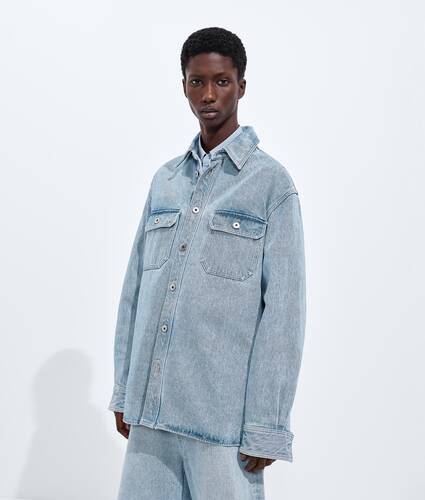 Men's Sky Bleached Denim Overshirt in Light bleach Bottega Veneta Latvia EN - Image 2