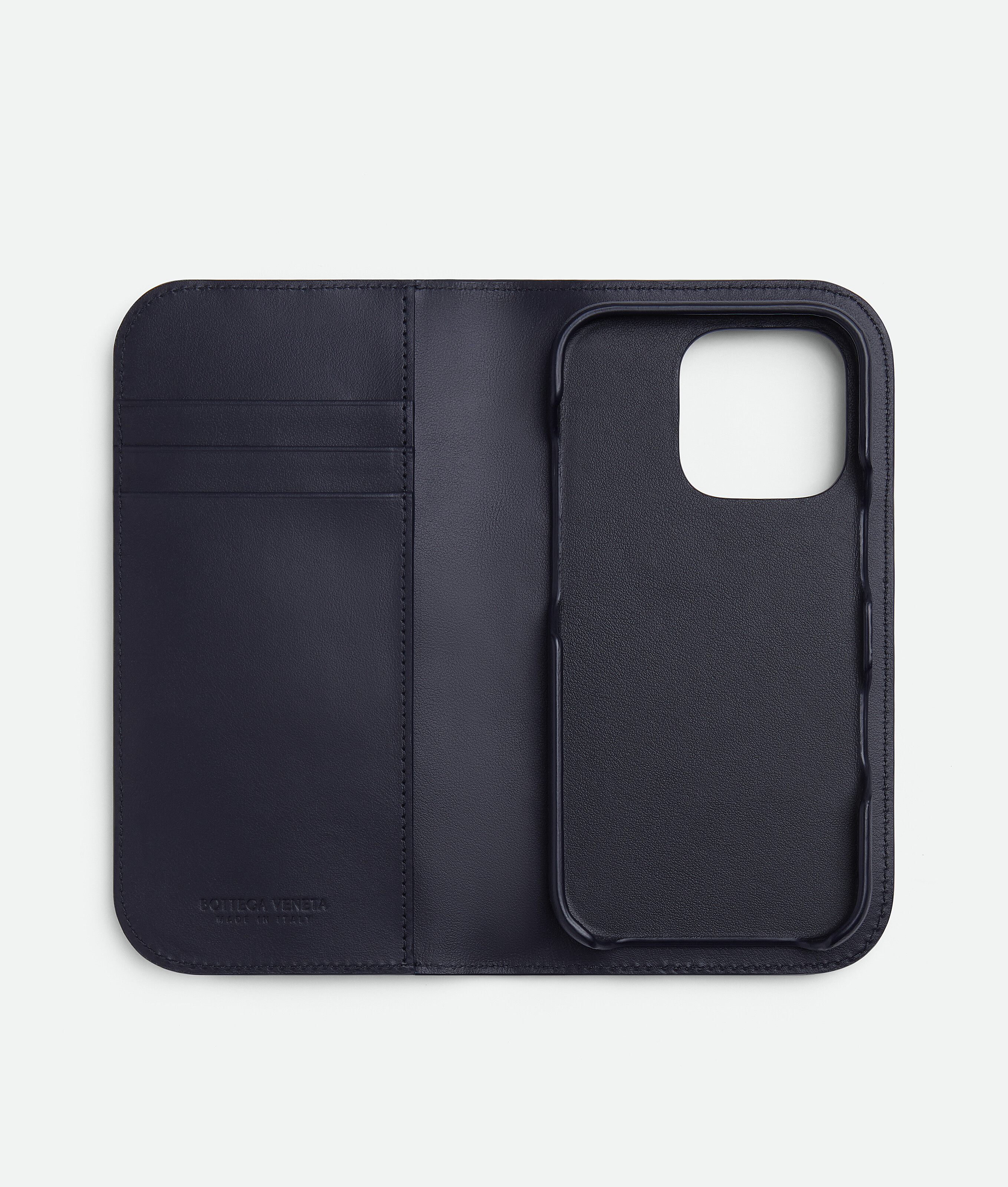 Men's Intrecciato Iphone 16 Pro Foglio Case in Nocturnal Bottega Veneta Luxembourg EN - Image 2