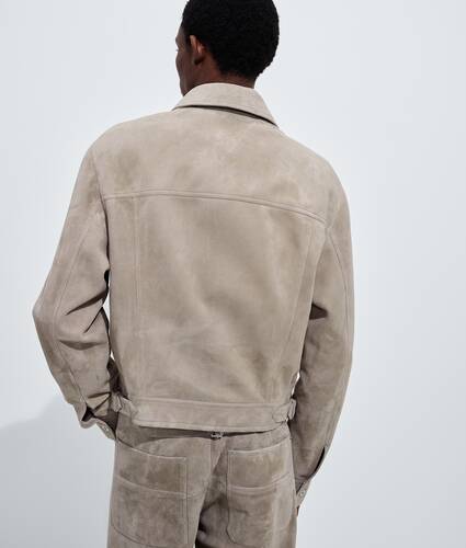 Men's Suede Leather Jacket in Gray seal Bottega Veneta Latvia EN - Image 3