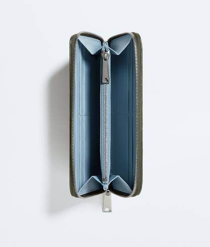 Men's Intrecciato Zip-Around Wallet in Green tweed/mineral Bottega Veneta United States EN - Image 2