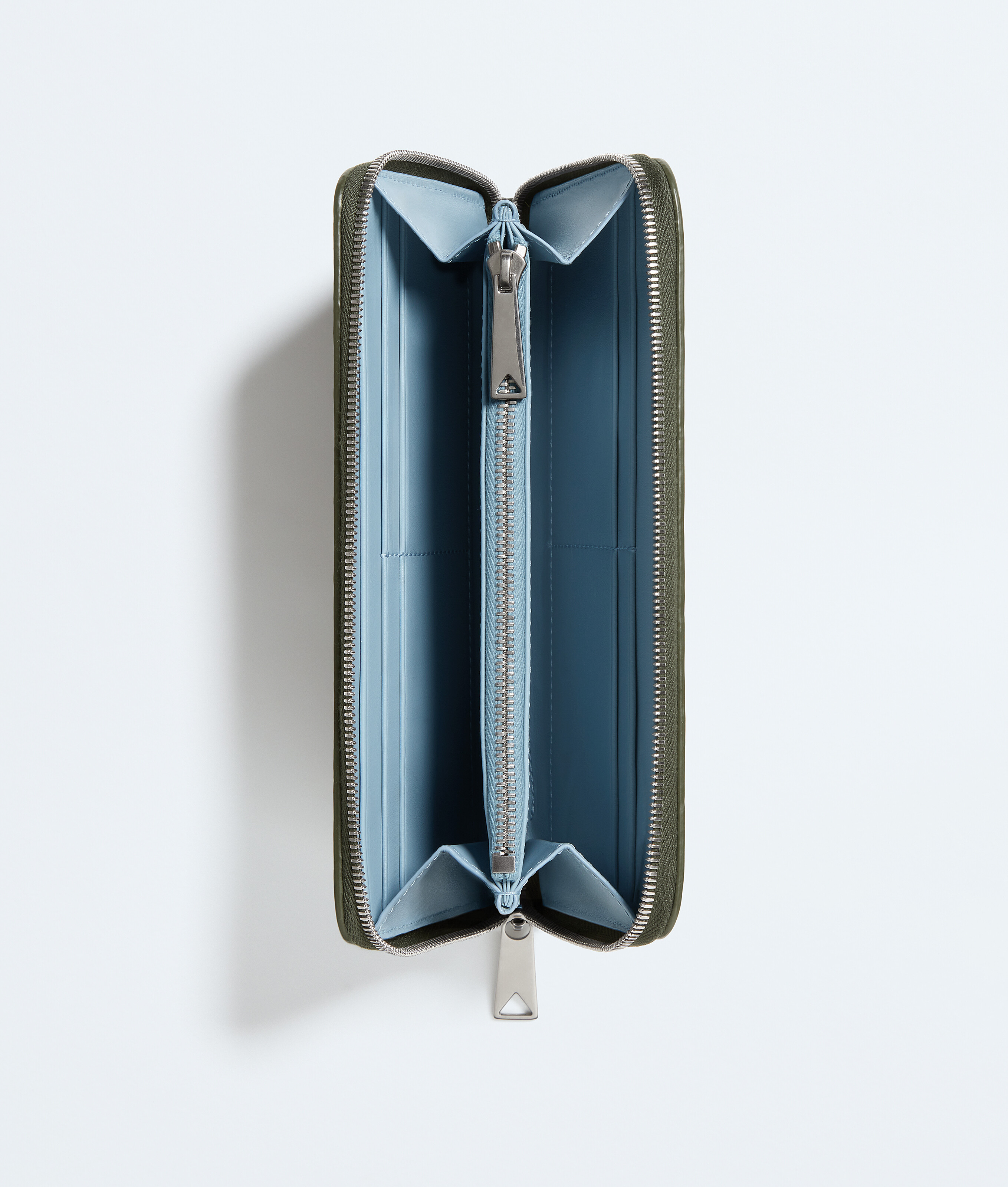 Men's Intrecciato Zip-Around Wallet in Green tweed/mineral Bottega Veneta Luxembourg EN - Image 2