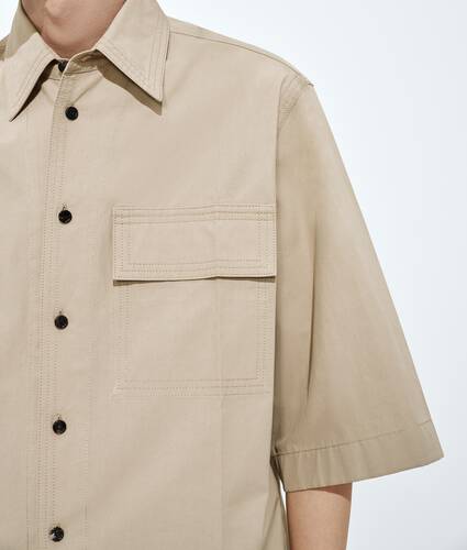 Men's Cotton Toile Shirt in Stucco Bottega Veneta Bulgaria EN - Image 4