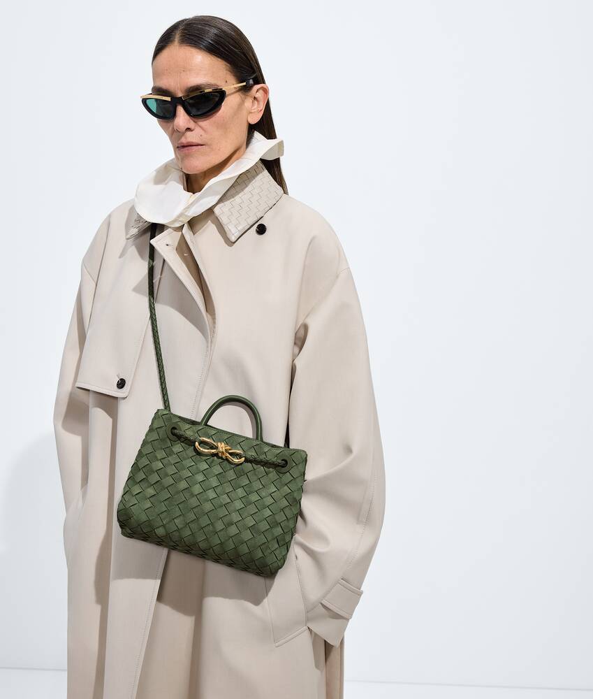 Women's Small Andiamo in Green tweed Bottega Veneta Singapore EN - Image 2
