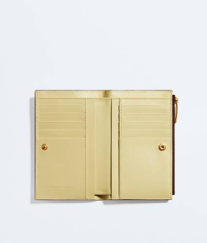 Women's Intrecciato Medium Bi-Fold Wallet in Deep mahogany/butter yellow Bottega Veneta South Korea EN - Image 2
