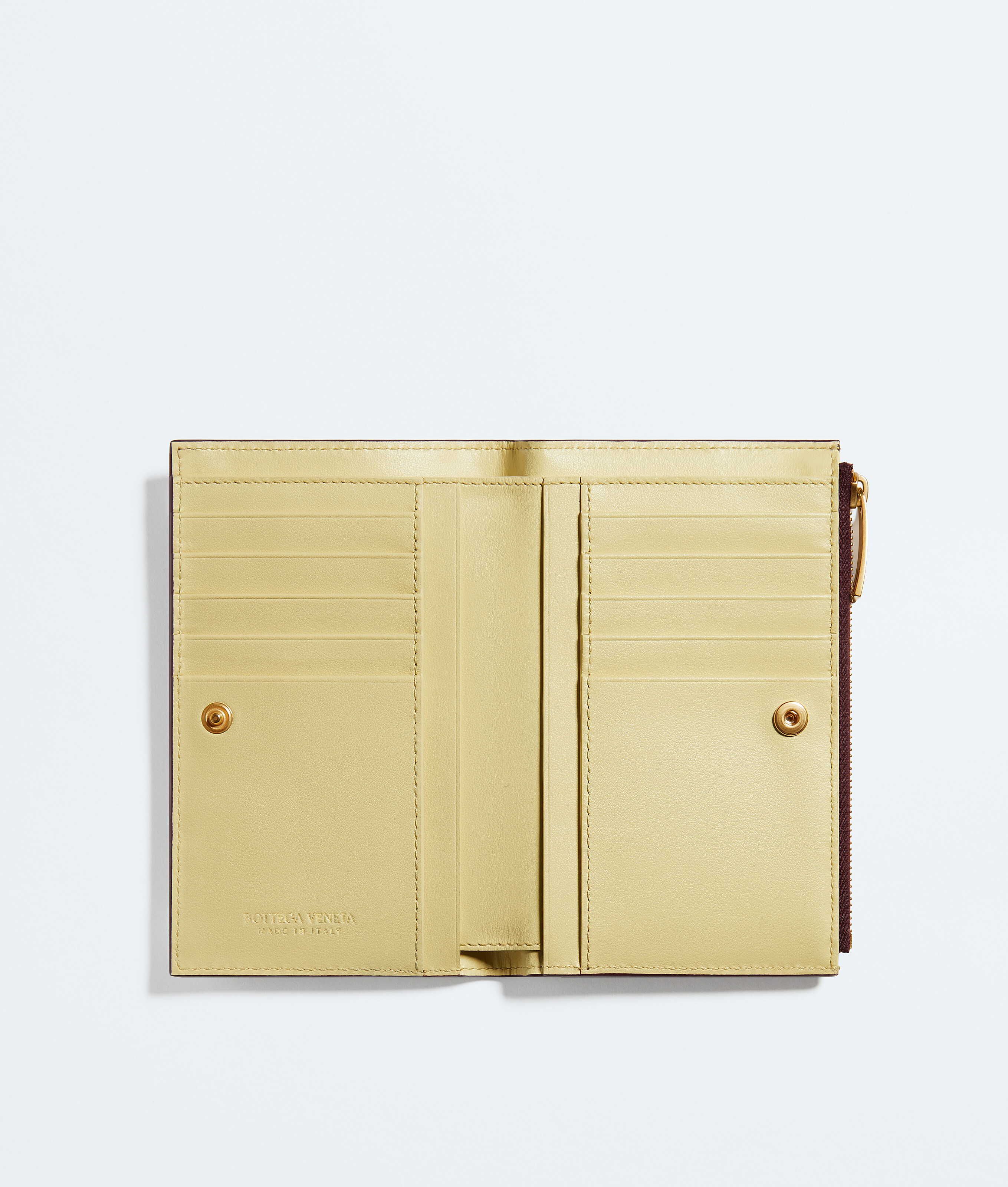 Women's Intrecciato Medium Bi-Fold Wallet in Deep mahogany/butter yellow Bottega Veneta Luxembourg EN - Image 2