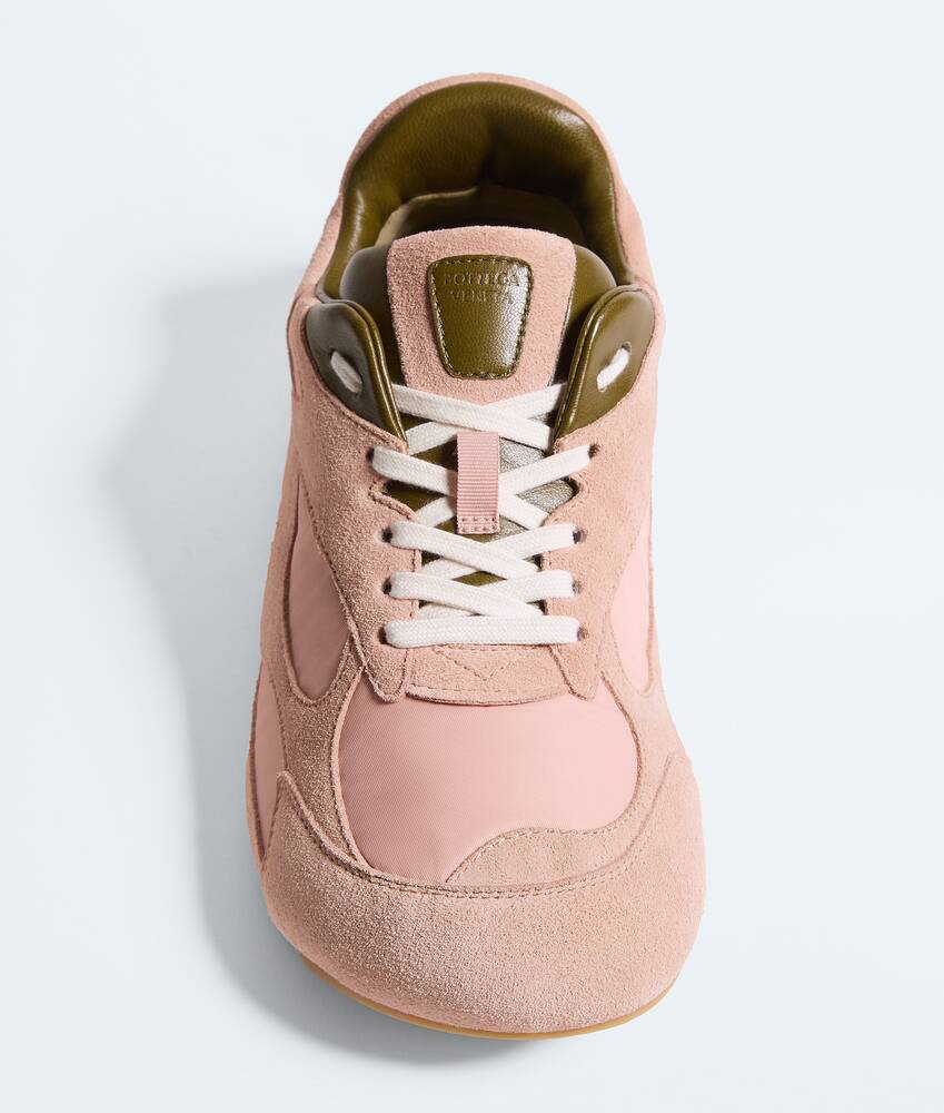 Women's Orbit Flash Sneaker in Terra pink/olive oil Bottega Veneta Italy EN - Image 4