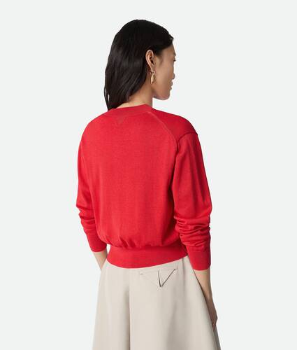 Women's Cotton And Viscose Twinset in Cherry tomato Bottega Veneta Singapore EN - Image 3