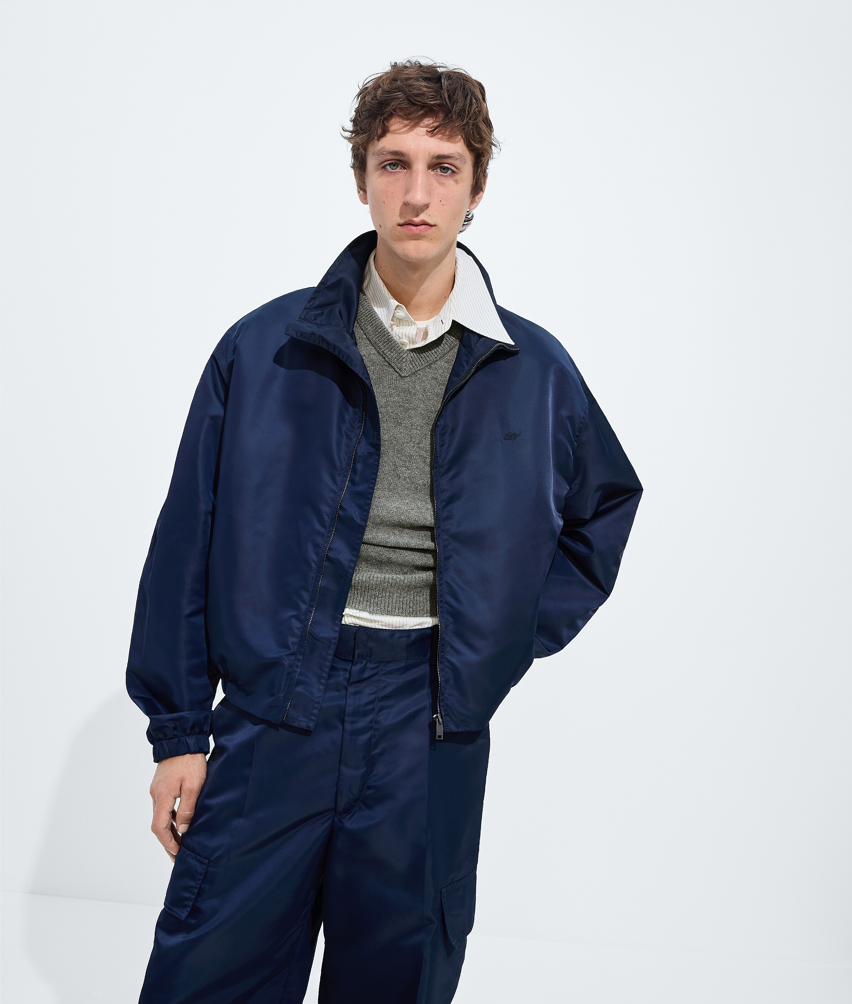 Men's Satin Nylon Blouson in Navy Bottega Veneta Luxembourg EN - Image 4