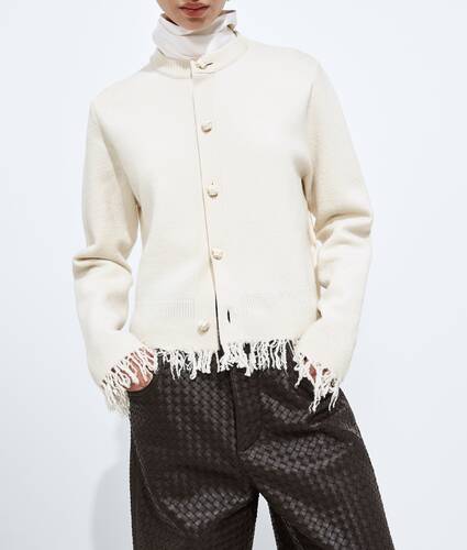 울 펠트 가디건 에 대한 여성 에 초크 Bottega Veneta 대한민국 KO - Image 4