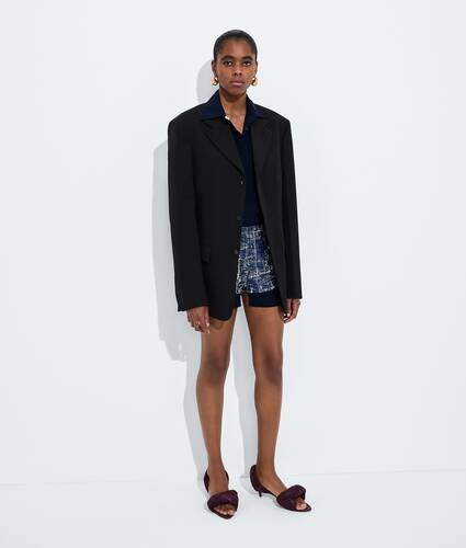Women's Printed Silk Twill Culotte in Midnight blue/chalk Bottega Veneta United States EN - Image 4