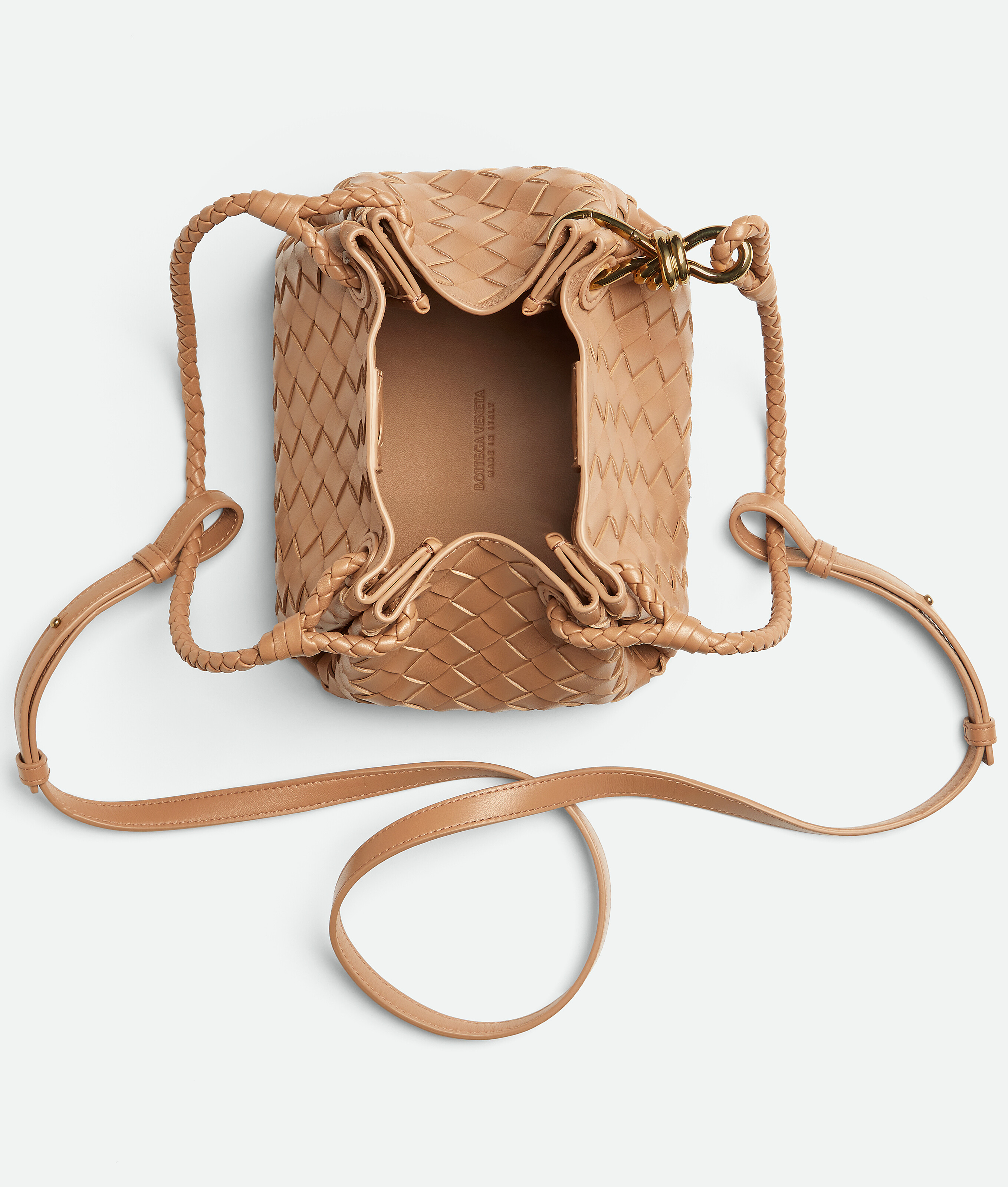 Bottega Veneta Womens Biscuit-m Brass Parachute Mini Leather Shoulder Bag