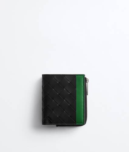 Men's Intrecciato Small Bi-Fold Wallet in Black/shamrock Bottega Veneta Hong Kong SAR China EN - Image 1