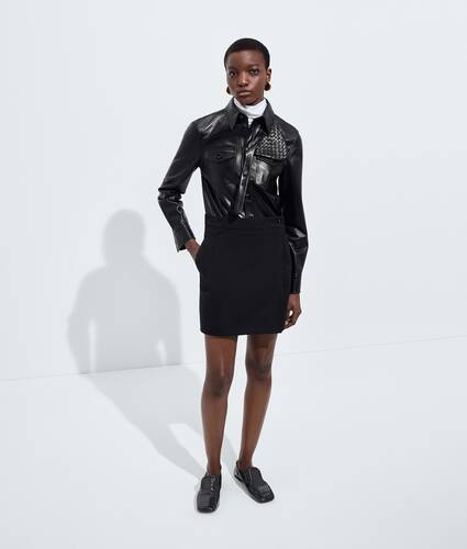 Women's Cotton Gabardine Skirt in Double black Bottega Veneta Mexico EN - Image 1