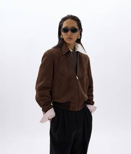 Women's Suede Leather Blouson in Tobacco Bottega Veneta Sweden EN - Image 1