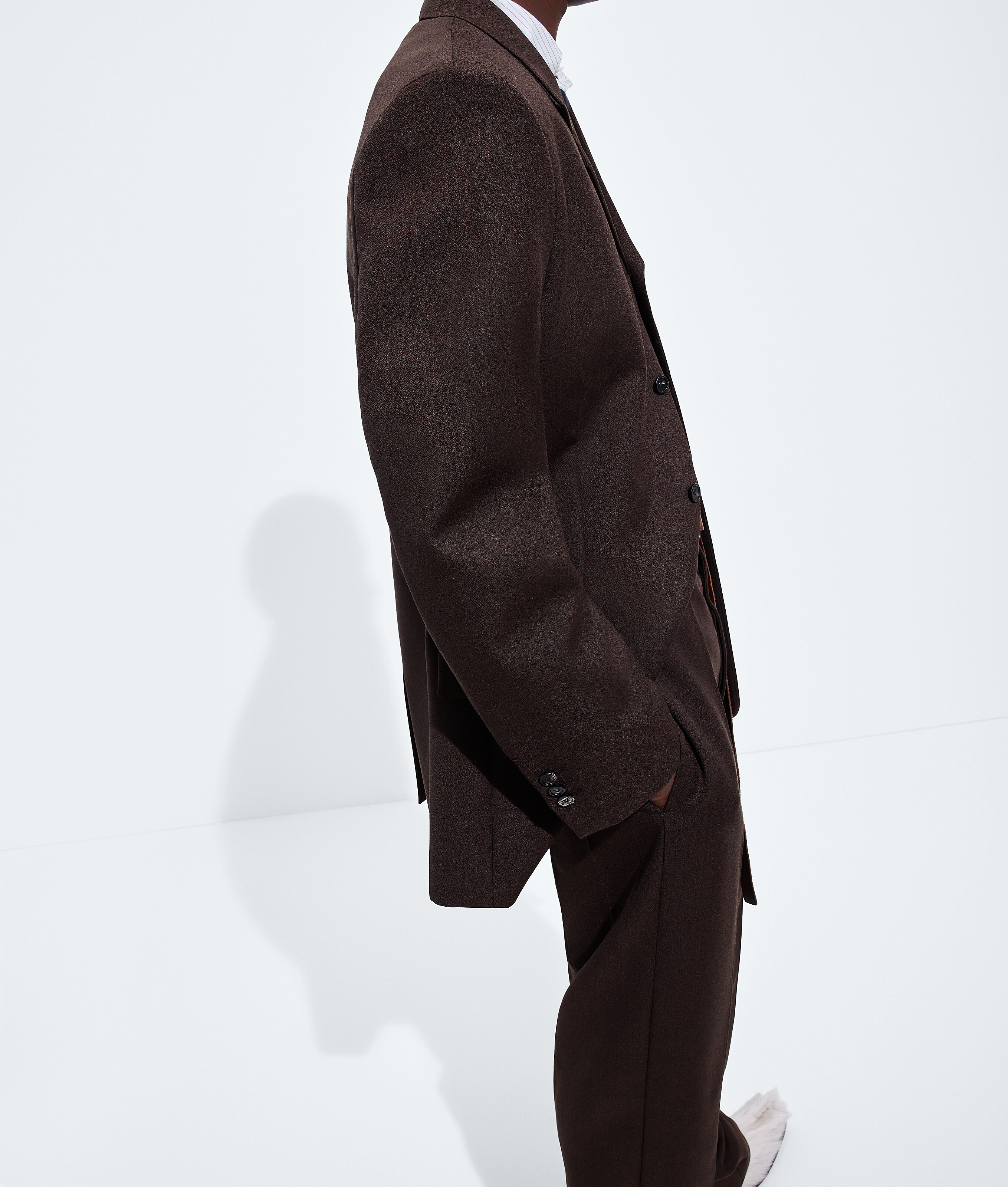 Men's Wool and Mohair Toile Jacket in Light wenge mel Bottega Veneta Luxembourg EN - Image 2