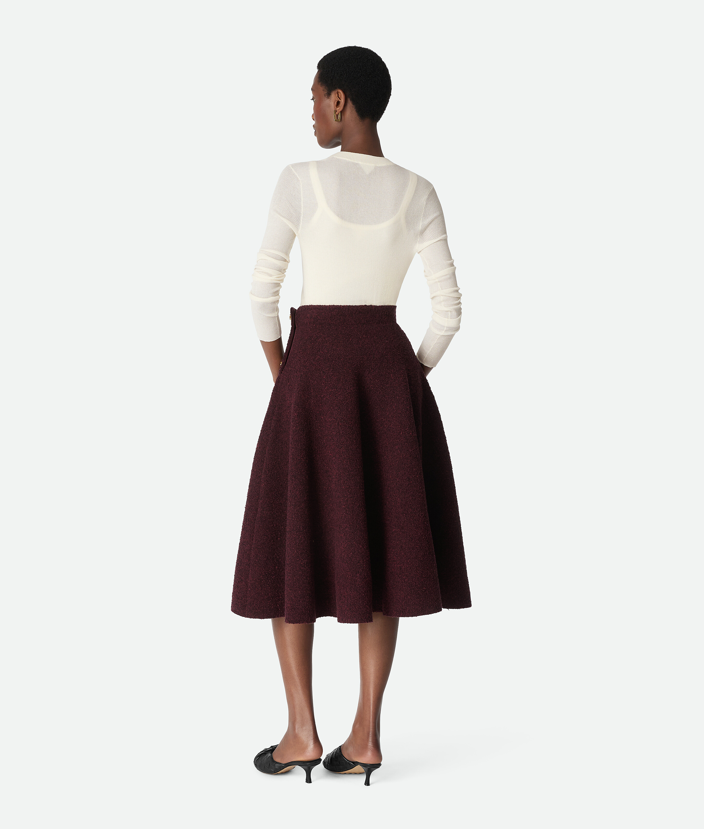 Bottega Veneta Wool Bouclé Skirt In Brown