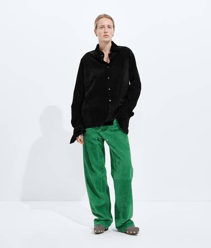 Women's Suede Leather Shirt in Double black Bottega Veneta Czechia EN - Image 2