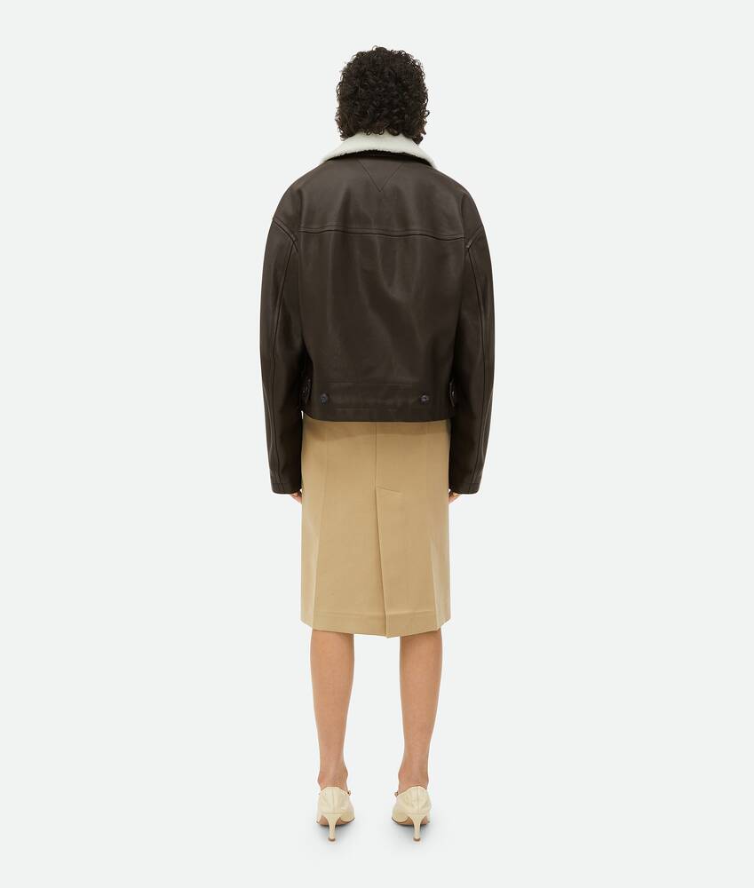 Women's Leather Jacket in Fondant Bottega Veneta Denmark EN - Image 3